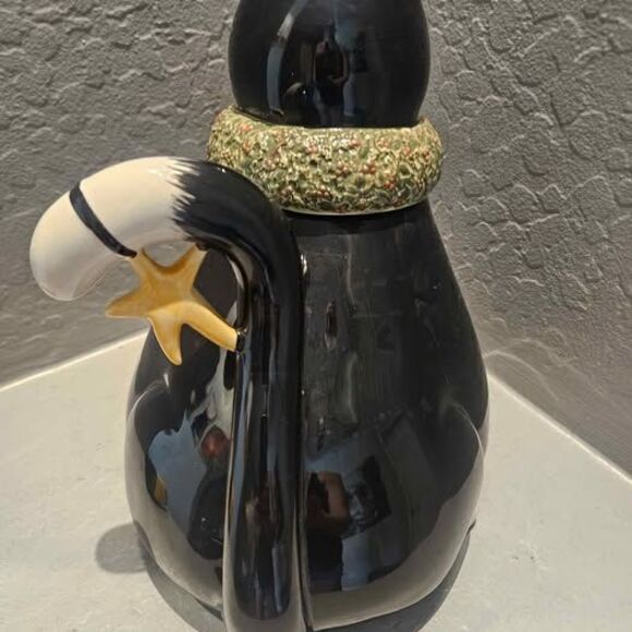 Sakura Fiddlestix Ceramic Christmas Black Cat Cookie Jar 11.5" - Picture 7 of 10